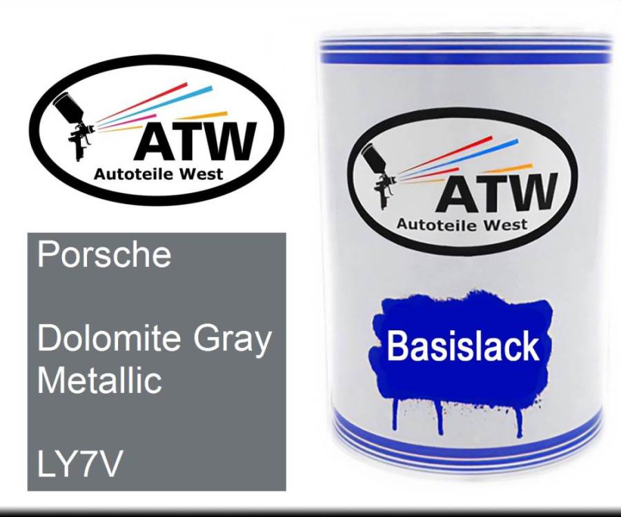 Porsche, Dolomite Gray Metallic, LY7V: 500ml Lackdose, von ATW Autoteile West.